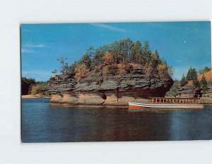 Postcard Lone Rock, Lower Dells of the Wisconsin River, Wisconsin Dells, WI