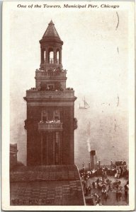 One of the Towers, Municipal Pier Chicago IL c1916 Vintage Postcard R06