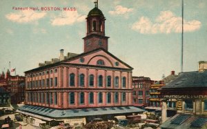 Vintage Postcard Faneuil Hall Building Historic Landmark Boston Massachusetts MA