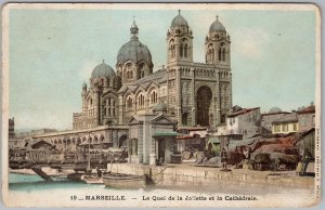 1905 Marseille France Postcard Quai de la Joliette & Cathedral de la Major H83