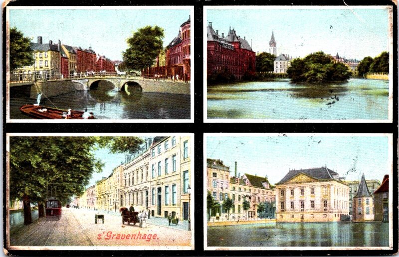 Netherlands Den Haag The Hague Multiview Vintage Postcard C023