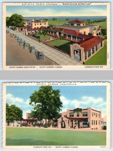 2 Postcards SAFETY HARBOR SANATORIUM, FL ~ Espiritu Santo Springs 1930s Roadside 