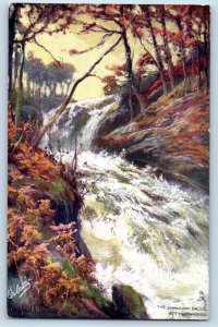 Bettws-Y-Coed Wales Postcard Swallow Falls Large Boulders 1907 Oilette Tuck Art