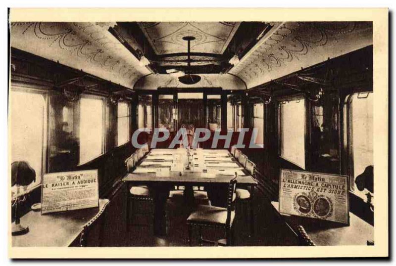 Postcard Old Forest of Compiegne Armistice Glade of Interior of living Wagon ...