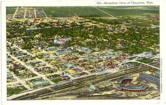 Air View of Cheyenne Wyoming WY  1946 Linen