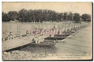 Old Postcard Army Avignon Bridge over the Rhone by the 7th Genie Before the p...