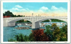 M-27868 Pawtucketville Bridge and Falls Merrimack River Lowell Massachusetts