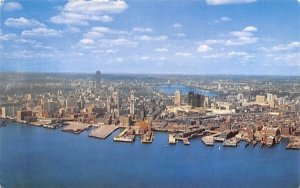 Air View of Boston waterfront Massachusetts  