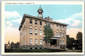 Vtg Pennsylvania PA Ligonier Public Library 1920s View Old WB Card Postcard