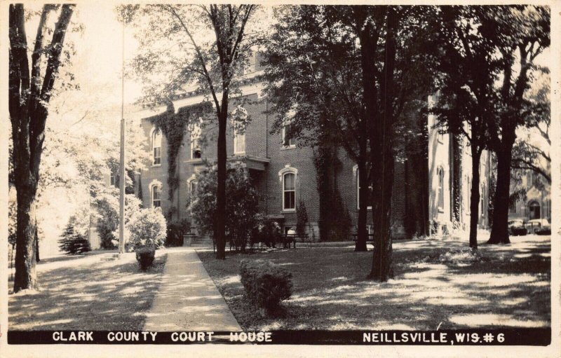 Real Photo Postcard Clark County Courthouse in Neillsville, Wisconsin~123497