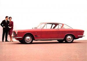 Red Fiat 2300 S Coupe 1962 Classic Car Repro 4x6 Chrome Postcard