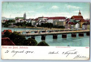 Basel-Stadt Switzerland Postcard Greetings from Basel Emergency Bridge 1904