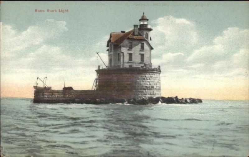 Fishers Island Long Island NY Race Rock Lighthouse c1910 Postcard