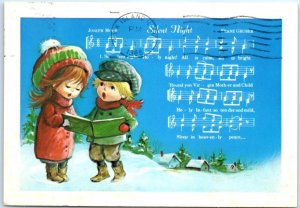 M-48834 Children Caroling Art Print Silent Night Christmas Holiday Greeting Card