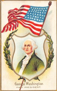 US Patriotic 1918 George Washington First President embossed postcard B985