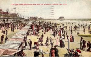 New Jersey Atlantic City Beach and bathers As Seen From The Steel Pier 1911