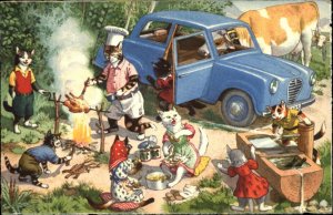 Fantasy Dressed Animals Cats Cookout Car Cattle Max Kunzli Mainzer Vintage PC