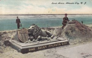 ATLANTIC CITY, New Jersey, PU-1908; Sand Artist, Lion