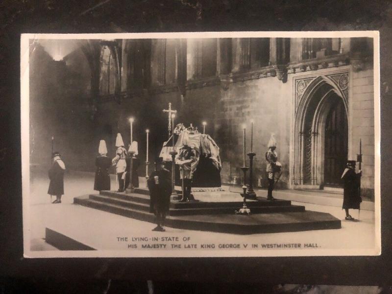 Mint England RPPC Postcard Majesty The Late King George V In Westminster Hall