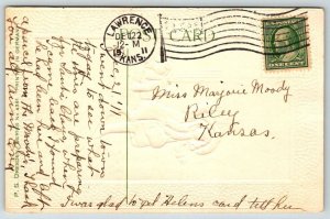 Merry Christmas  Lawrence Kansas Cancel   Embossed   Postcard  1911