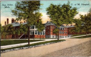 View of Hospital, University of Michigan Ann Arbor c1917 Vintage Postcard I59