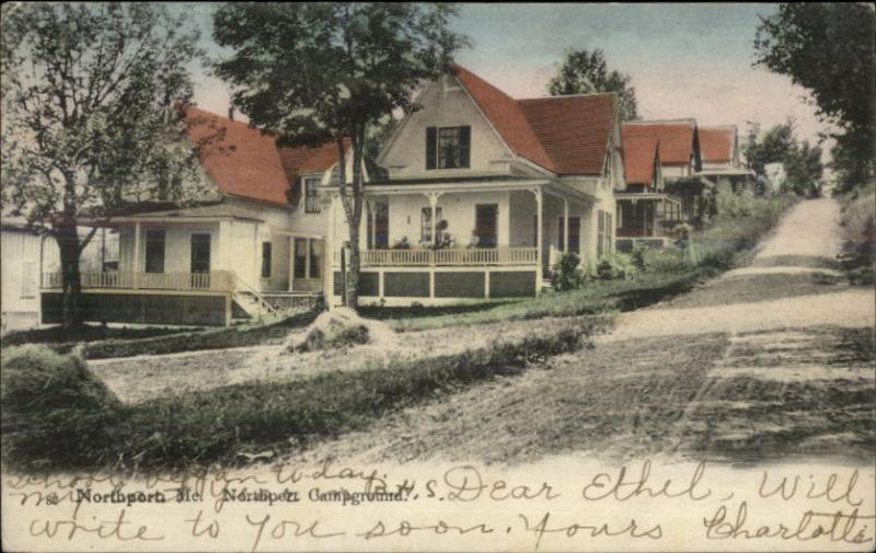 Northport Campground ME Homes & Road c1910 Postcard