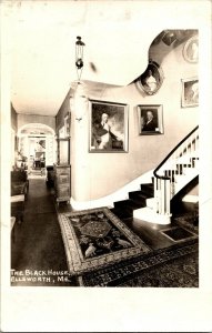 RPPC Hall in the Black House, Ellsworth ME Vintage Postcard I45