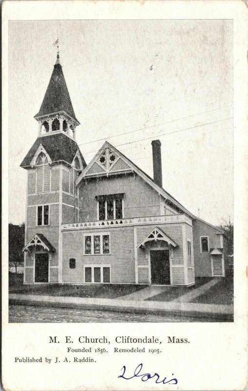 Vtg 1906 Methodist Episcopal Church Cliftondale Saugus Massachusetts MA Postcard