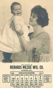Postcard RPPC Illinois Aurora 1916 Advertising Calendar Mother Child 23-6758