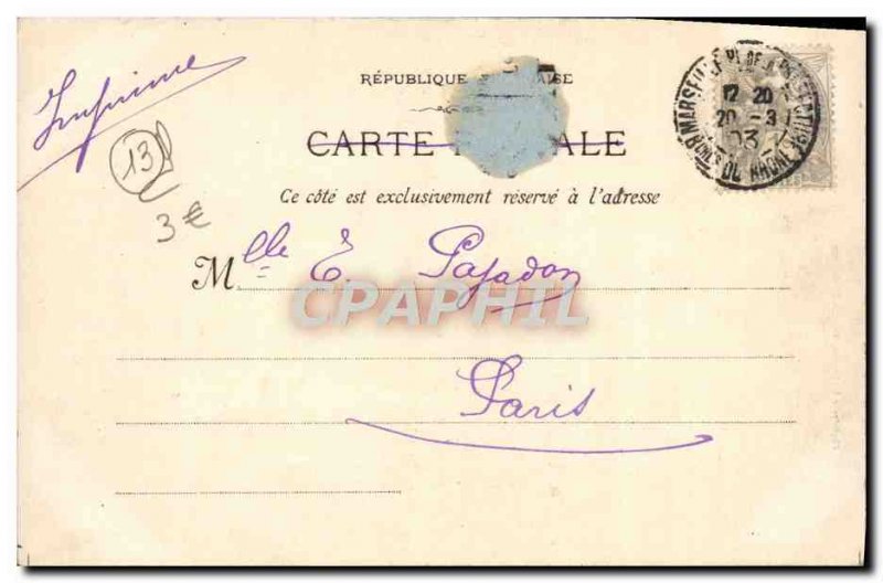 Old Postcard Marseille Le Palais Longchamp