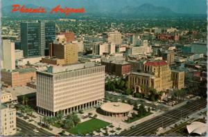 Phoenix Arizona AZ Birdseye Downtown City Hall Police Dept. Unused Postcard D35