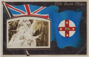 New South Wales Jenolan Caves Australia 1907 Flag Postcard