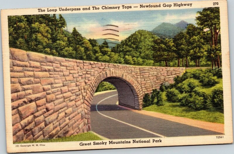 postcard TN Great Smoky Mountains - Loop Underpass and Chimney Tops