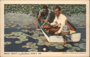 Johnson Sea Horse Motorboat Speedboat Men Fishing Ad Advertising Vintage PC