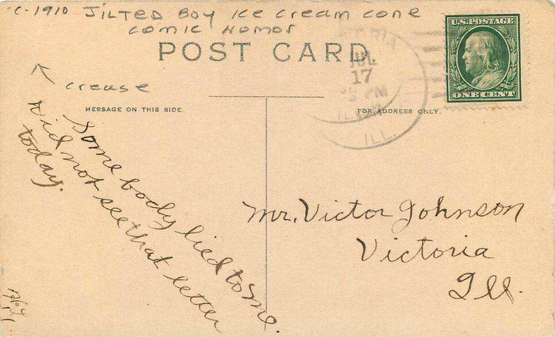 Artist impression Comic Humor C-1910 Jilted Boy Ice cream Cone Postcard 12239