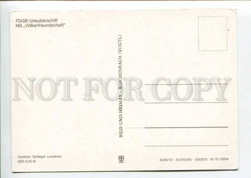 401950 GERMANY GDR ship Volkerfreundschaft Old postcard