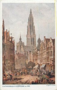 Belgium belfry of Bruges by William Callow & Antwerp cathedral by S. Prout 