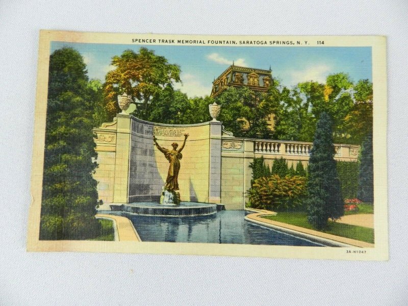 Vintage Postcard Spencer Trask Memorial Fountain Saratoga Springs NY Colortone