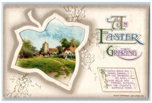 John Winsch Signed Postcard Easter Greetings House Church Flowers Embossed