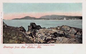 View of Bar Harbor from Burnt Porcupine Island, ME, Very Early Postcard, Unused