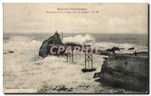 Old Postcard Biarritz In Rock Of The Virgin Of Storm Day