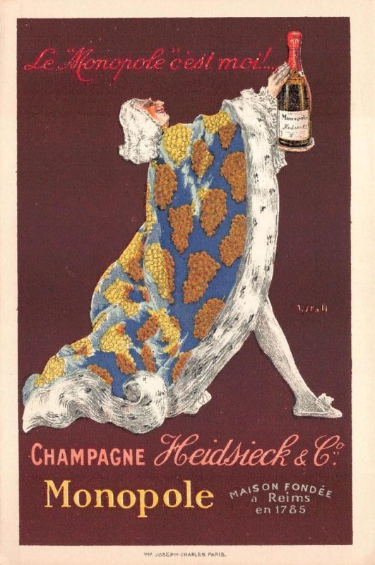 MONOPOLE CHAMPAGNE ALCOHOL HEIDSIECK & CO FRANCE ADVERTISING POSTCARD (c. 1910)