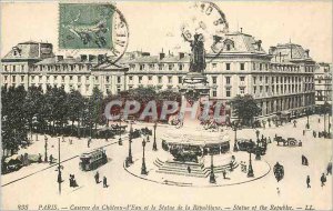 'Postcard Old Barracks Paris du Chateau d''Eau and the Statue of the Republic'