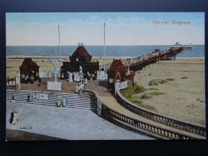 Lincolnshire SKEGNESS The Pier showing SERTEE'S ORCHESTRA sign c1905 Postcard