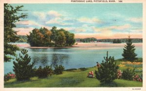 Vintage Postcard 1936 Pontoosuc Lake Pittsfield Massachusetts C. W. Hughes Pub.