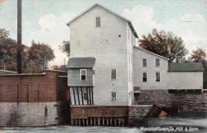 Marshalltown Iowa Mill And Dam Street View Antique Postcard K18678