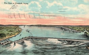Keokuk IA-Iowa, 1912 The Dam Upper Mississippi River Boats, Vintage Postcard