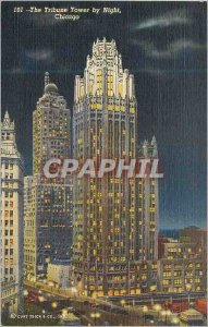 Old Postcard The Chicago Tribune Tower by Night