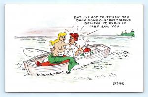 Postcard Comic Drunk Fisherman Catches Nude Mermaid Has to Throw Back J14 |  Topics - Cartoons & Comics - Comics, Postcard