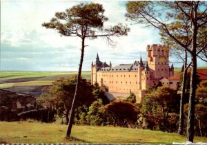 Spain Segovia The Alcazar Castle Seen From The Pine Grove